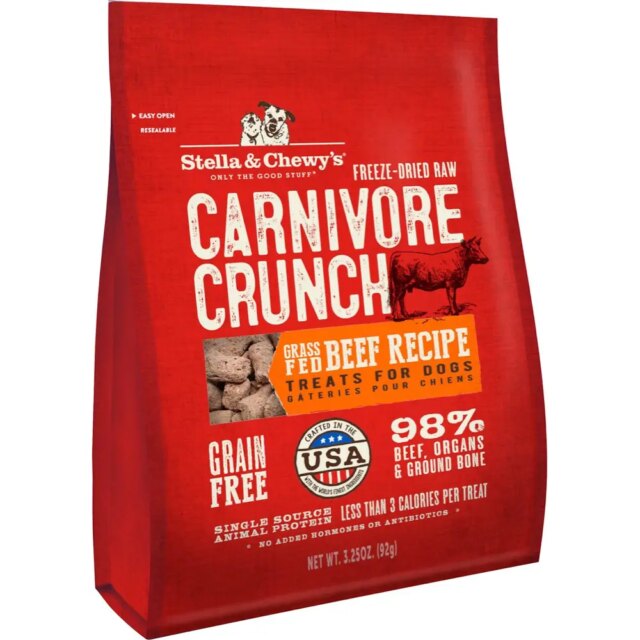 Stella & Chewy\'s Carnivore Crunch Grass-Fed Beef Recipe Freeze-Dried Raw Dog Treats